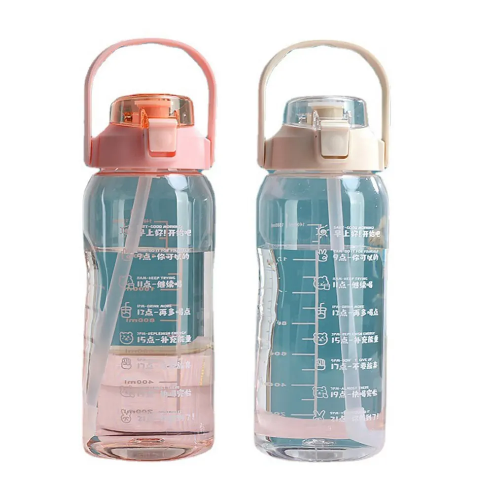 

Outdoor Large Capacity Plastic Cup Frosted Sports Water Bottle Straw Water Cup