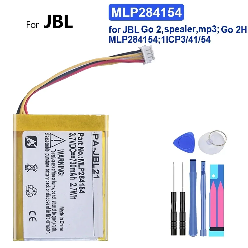 730 мАч MLP 284154 Сменный аккумулятор для JBL Go 2 2h Go2 Go2h 2-2h G02 1ICP3/41/54 MP3-аудиодинамик Bateria