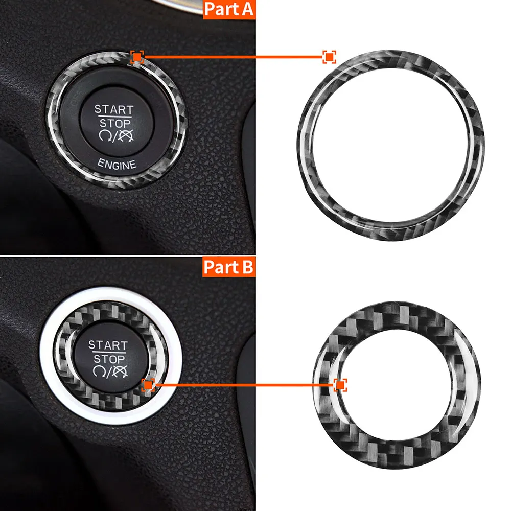 

2Pcs For Dodge Challenger 2015 2016 2017 2018 2019 Accessories Interior Auto Dodge Challenger Ignition Switch Black Carbon Fiber