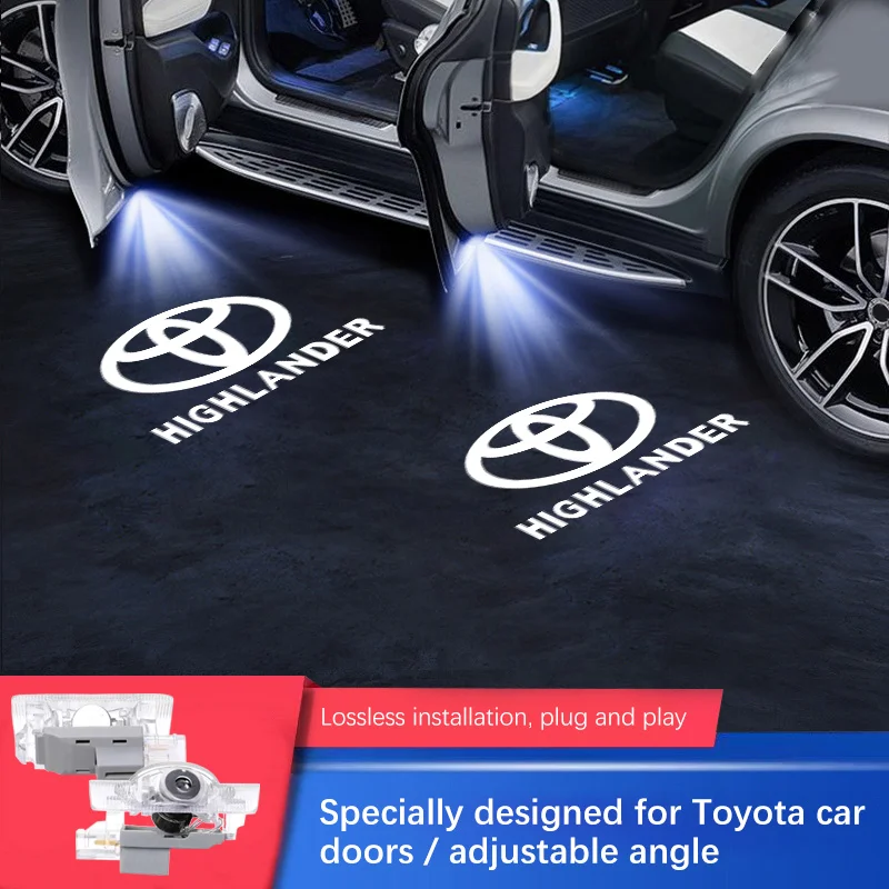 

Светодиодный HD-логотип для TOYOTA Highlander 2009-2024, автомобильный дверной светильник, проектор Ghost Shadow, лазерные приветственные огни, люминесцентные атмосферные лампы