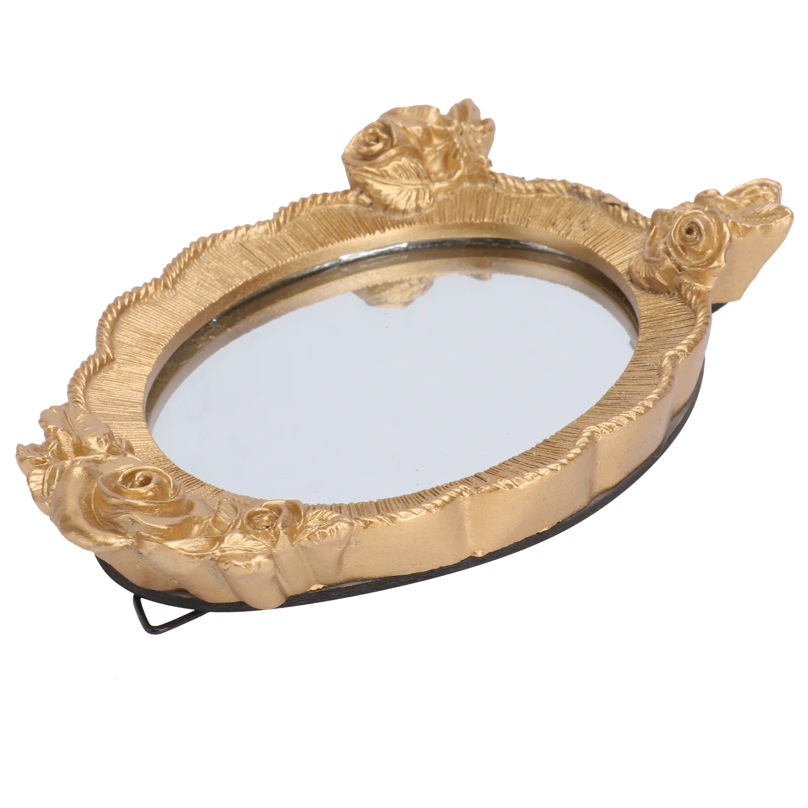 

Mirror Makeup Hand Mirrors Vintage Vanity Resin Desktop Style Held Tabletop Carved Oval Handle Baroque European Golden