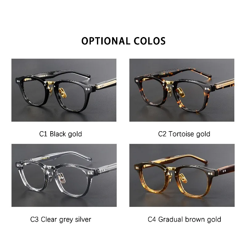 Оправы для очков M151 Tortoise Gold Titanium&Acetate Square с декоративными вставками, деловые очки для повседневной носки и неформальных встреч (art.: 3920da8417149) - 3920da8417149