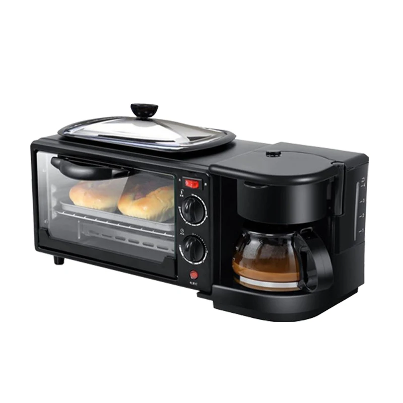 

110V/220V 3-in-1 Breakfast Machine Drip American Coffee Maker Cooker Teppanyaki Bread Pizza Oven Egg Omelette Frying Pan Toaster