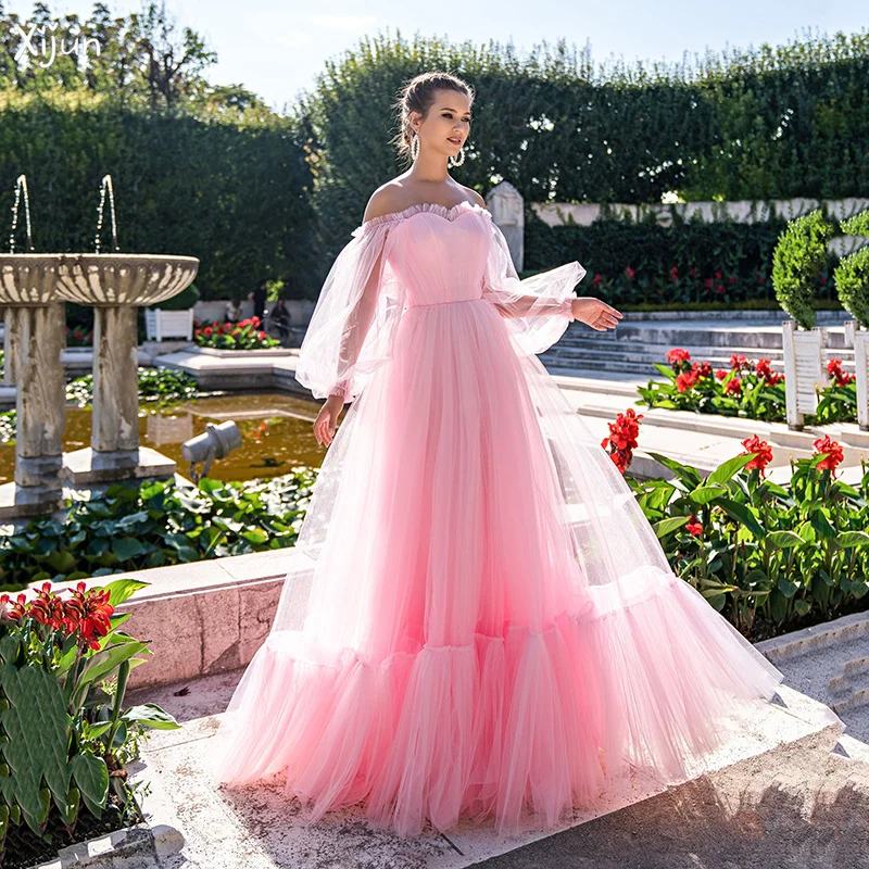 

Xijun благородные вечерние платья а-силуэта с пышными рукавами без бретелек с открытой спиной платье для выпускного вечера Иллюзия плиссиров...