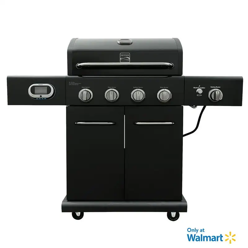 

Gas Grill with Side Searing Burner, Black with Chrome Accents