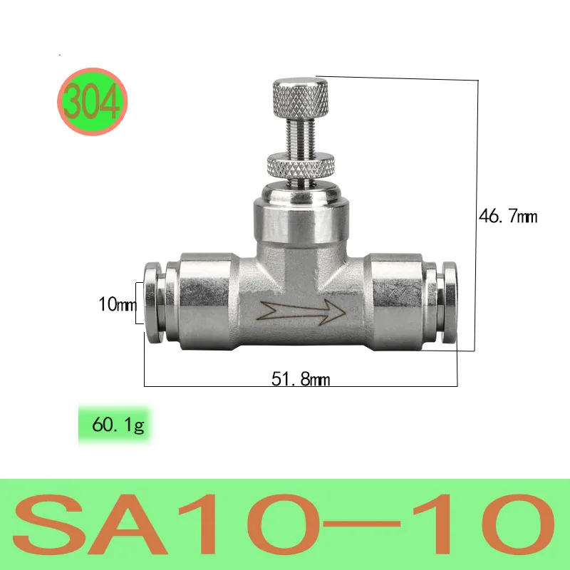 

Быстроразъемный пневматический фитинг из нержавеющей стали 304, SA4/6/8/10/12 мм, резьба 1/8, 1/4, 3/8, фитинги для шлангов, пневматический дроссельной клапан