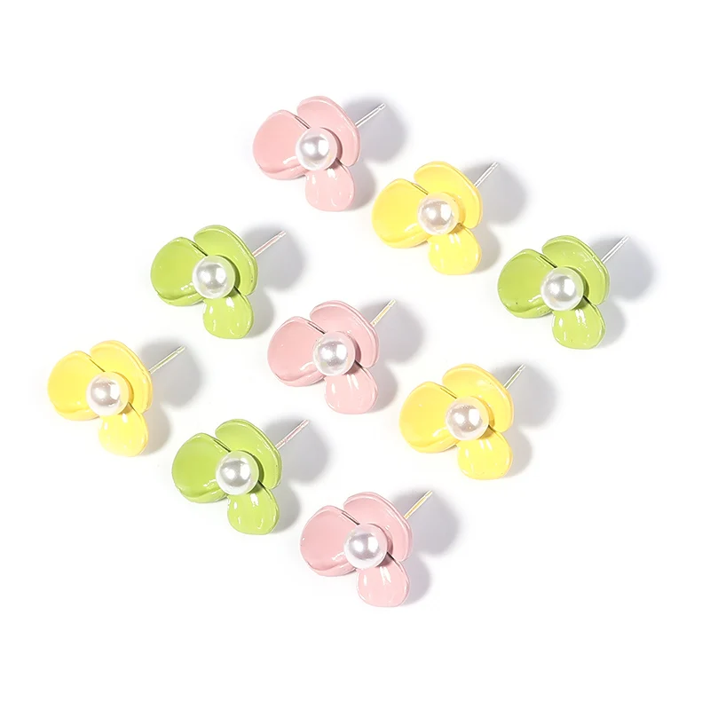 Женские серьги-гвоздики с жемчужинами 3 размера 16/17/19 мм