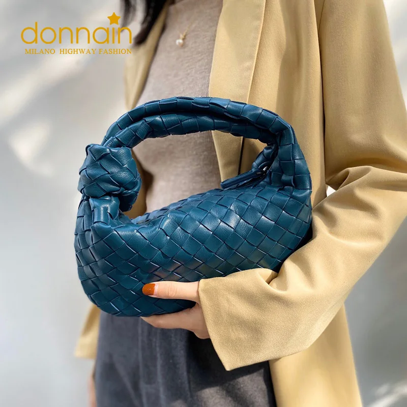 

Donna-in 2021 Luxury Brands Women Classic Caviar Bags Handmade Genuine Leather Woven Fashion Handbags Zipper Purse Clutchbag