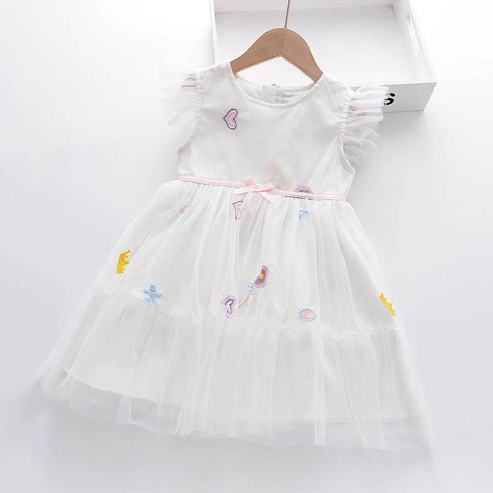 

Keelorn Toddler Girls Wedding Party Dresses 2022 Summer Embroidery Princess Costumes Casual Vestidos Baby Sweet Suits Mesh Dress
