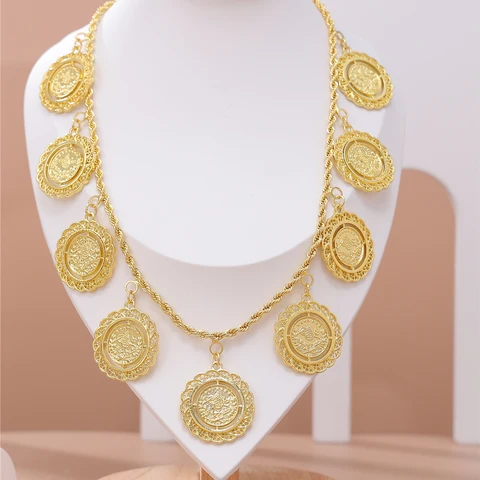 Ожерелье в классическом винтажном стиле с арабским узором, ожерелье с вырезами и монетами, женское Ювелирное Украшение