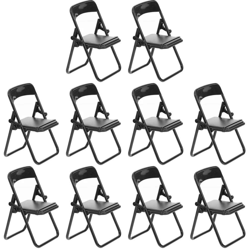 

10Pcs Miniature Chair Mini Folding Chair Phone Stand Miniature Folding Chair Mini Chair Decor
