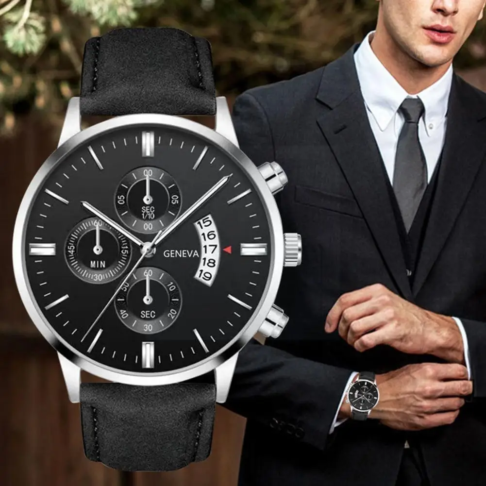 

Fashion Masculino Watches Men Fashion Sport Box Leather Quartz Hombre Men's Wristwatch Business Band Watch Watch Reloj E5l6