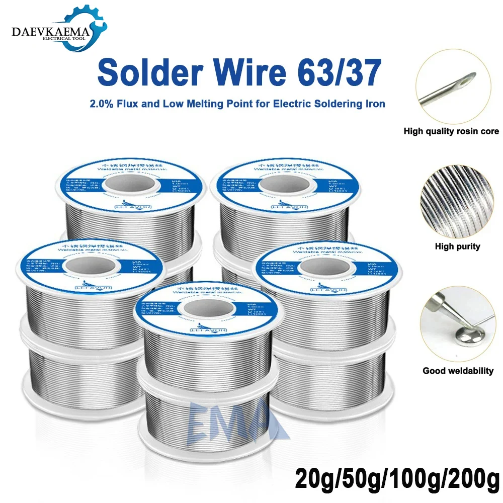 

Припой, 25/75, 20-200 г, оловянный чистый канифольный сердечник, 0,8/1,0 мм, сварочная катушка для паяльника, флюс 2% 1-5 шт., электронная паяльная проволока