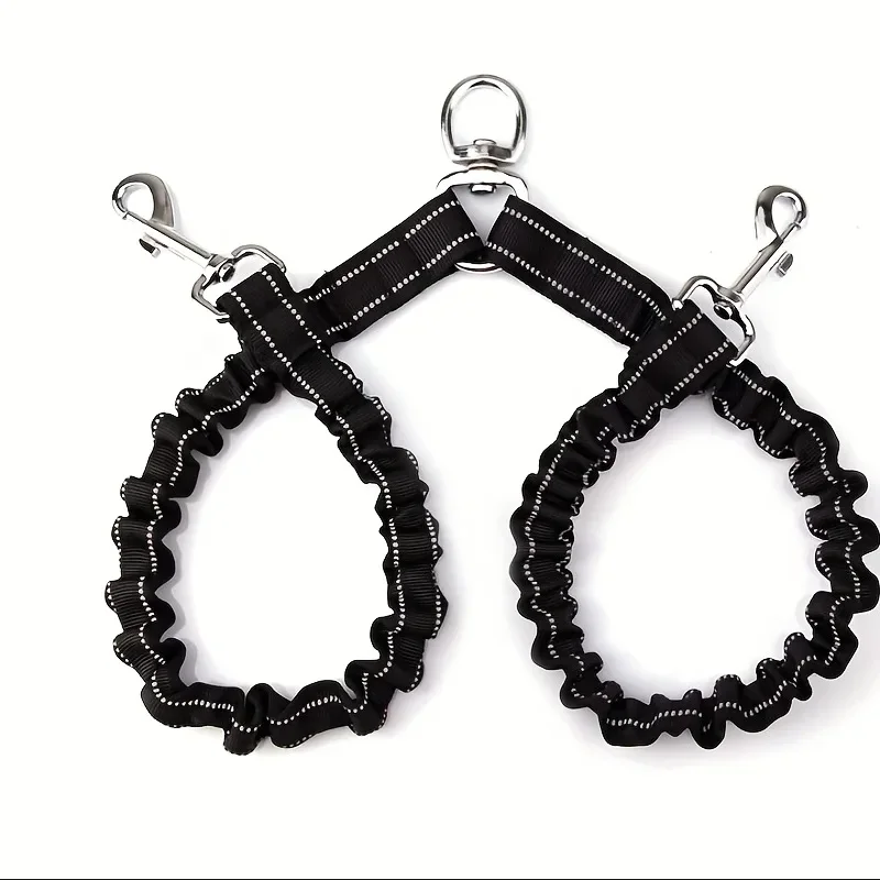 Черный двухсторонний поводок для собак эластичная удлиненная веревка домашних