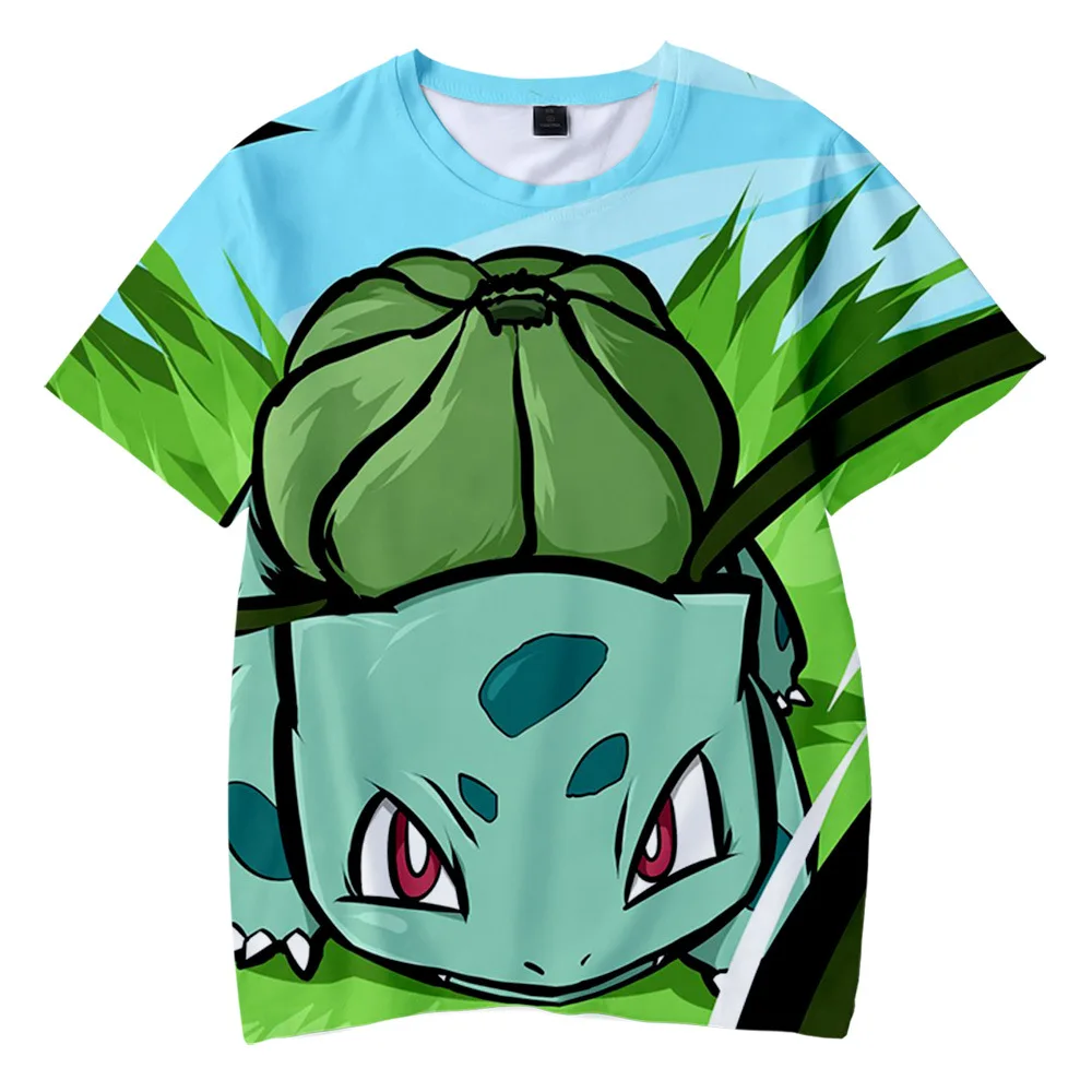 

Pokemon Japanese anime Pikachu 3D digital color printing children's short-sleeved summer light and comfortable T-shirt gift