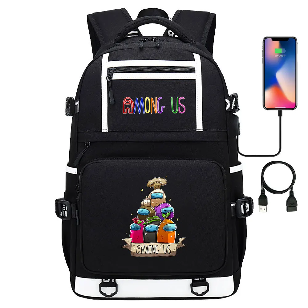 

Among Us Teenager Elementary and Middle School Students School Bag Men's and Women's Backpack Casual Travel Bag