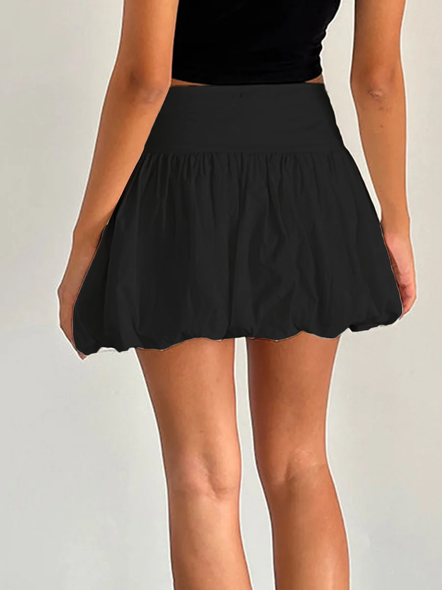 Женская универсальная мини-юбка с цветочным узором однотонная пышная короткая