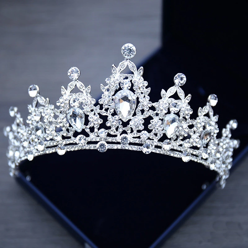 

Wedding Hair Tiara Crystal Bridal Tiara Crown Silver Color Diadem Veil Tiaras Wedding Hair Accessories Headpieces Head Jewelry