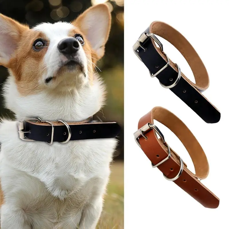 

Dog Leather Collar Rolled Adjustable Medium Dog Collar With Buckle Pet Decors Dog Collars For Puppies Small And Large Dogs New