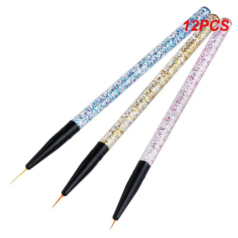 

12PCS Acrylic Nail Brush French Stripe Nail Art Liner Brush Set 3D UV Gel Painting Drawing Pen Manicure Accessories Tools