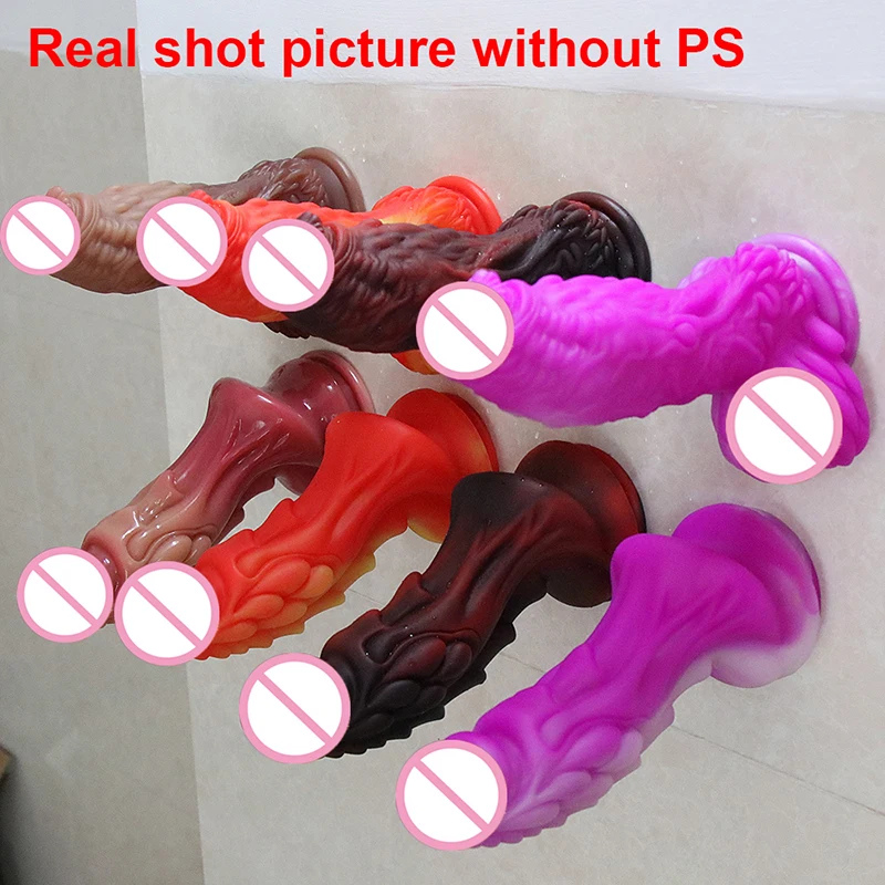 Мягкий реалистичный большой фаллоимитатор в виде собаки и кирина силиконовый