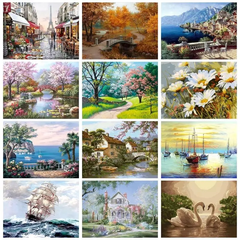 

GATYZTORY 40x50cm Painting By Numbers For Adults Beginner Acrylic Paints Canvas Painting Scenery Paintings Personalized Gift