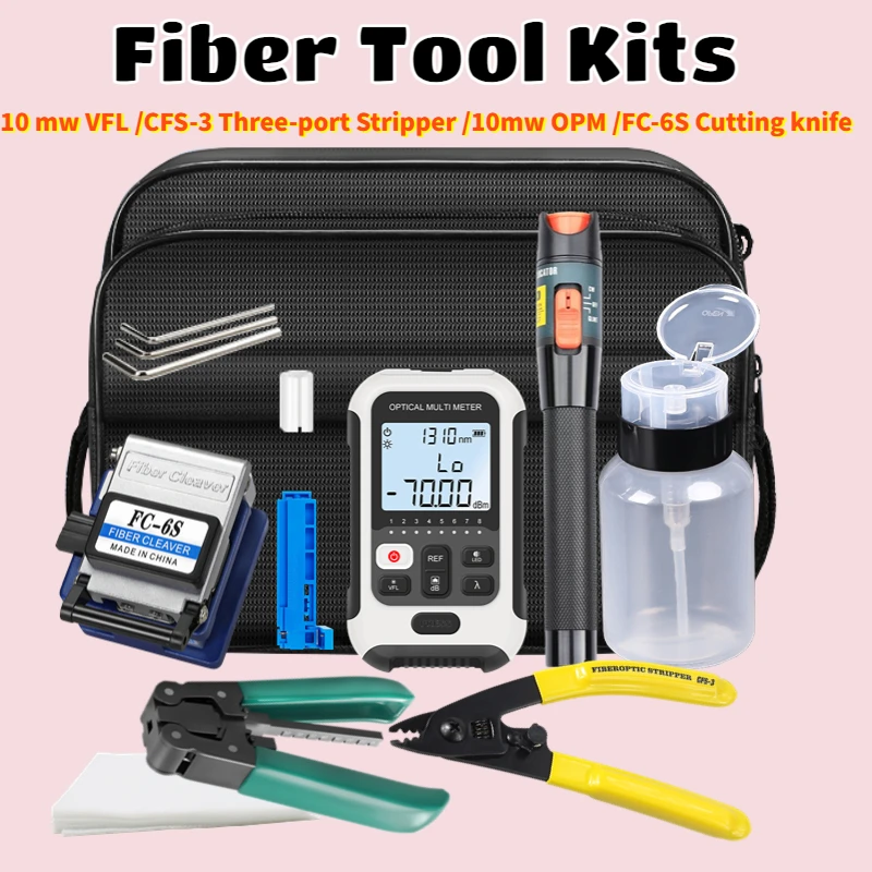 

Fiber Optic Tool Kit SKL-6C/FC-6S Fiber Cleaver -70~+10dB 10mw Optical Power Meter Visual Fault Locator 10mw CFS-33 stripper