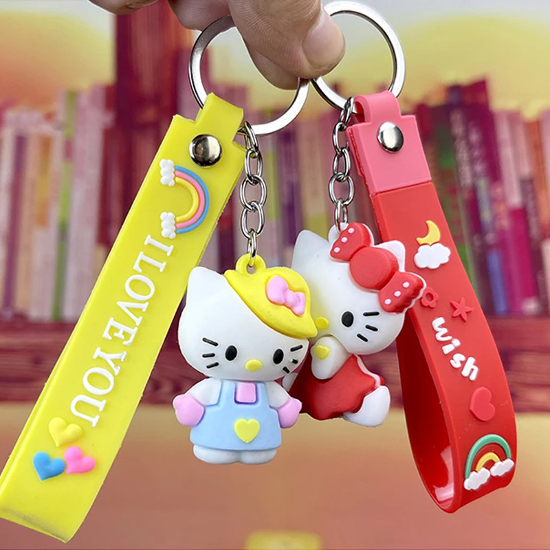 

Брелок Hello Kitty моя мелодия, милый аниме-фигурка, брелок в виде коричного цветка, мультяшная кукла, Сумка с подвеской, милые аксессуары, Подаро...