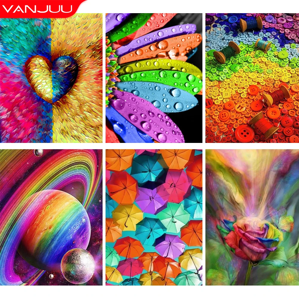 

Rainbow Diamond Mosaic Painting Planet Flower Full Square / Round Diamond Embroidery Pride Rhinestone Picture DIY Home Decor