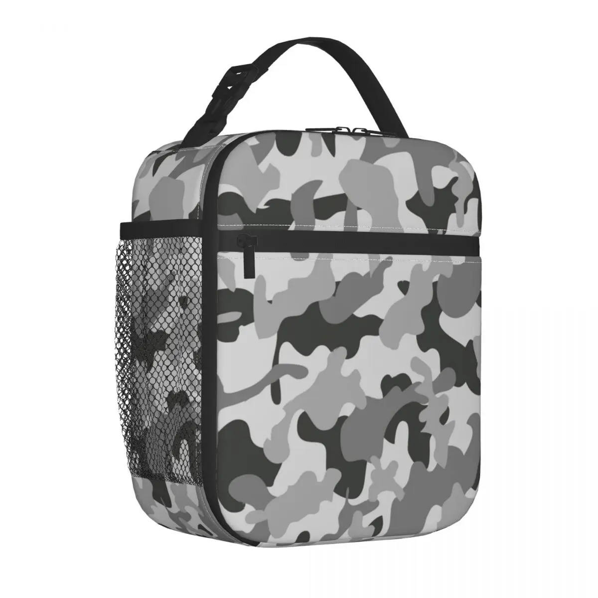 

Camouflage Military Grey Camo Insulated Lunch Bag Texture Soldier Storage Food Box Portable Cooler Thermal Bento Box School