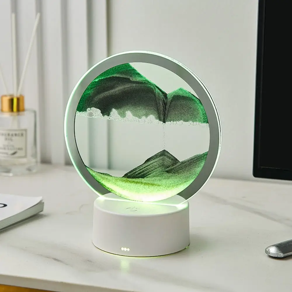 

3D Home Decor Sea Display Decoration Atmosphere Table Lamp Sandscape Lamp Hourglass Light Quicksand Painting Desktop Ornament