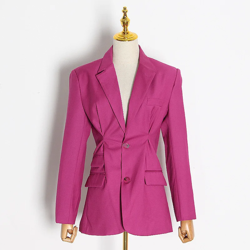 

Streetwear Tunic High Waisted Long Sleeve Black Pink Blazer Coat Women 2023 Spring Female Fashion Clothing New