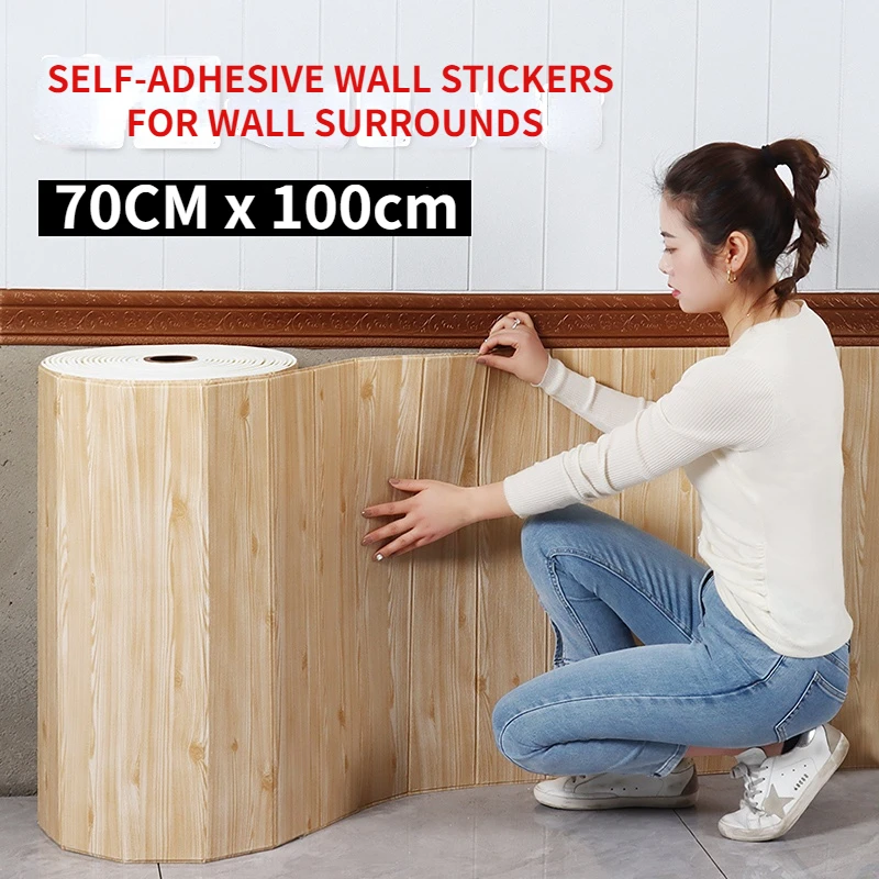

3D Wood Grain Roll Self-adhesive Brick Type Wall Stickers for Living Room Bedroom Kitchen XPE Foam Wallpaper DIY Home Decoration