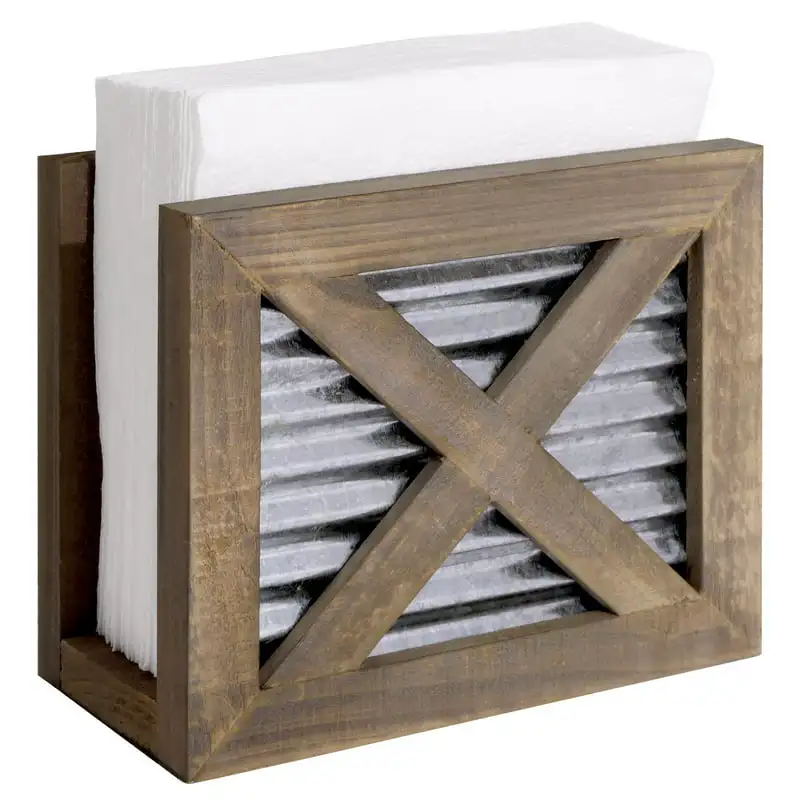 

for Dining & Parties Stunning Rustic Wood Barn Door Napkin Holder | For Kitchen and Dining Room | Perfect for Parties and Gathe