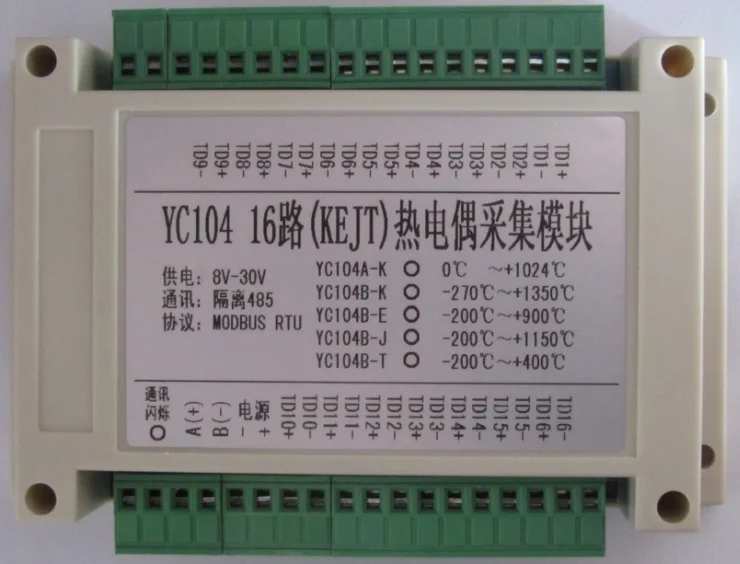 

16 24-канальный K-тип термопары J, N, T, E-образный захватный модуль MODBUS RTU протокол 485