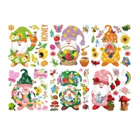 spring gnome stickers 6 sheets flower butterfly bee window clings decals wall stickers