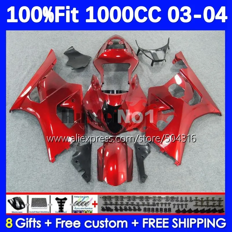 

Корпус OEM для SUZUKI GSXR-1000 GSXR 1000 CC 20No.48 1000CC GSX R1000 K3 GSXR1000 03 04 2003 2004 Обтекатели глянцевые красные