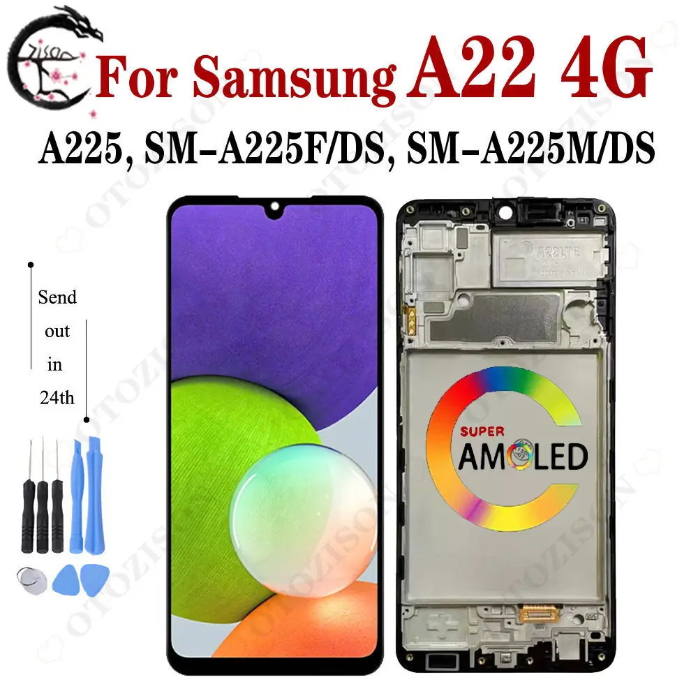 Дисплей 6 4 дюйма для Samsung Galaxy A22 4G A225 ЖК-дисплей с рамкой SM-A225F/DS сенсорный экран
