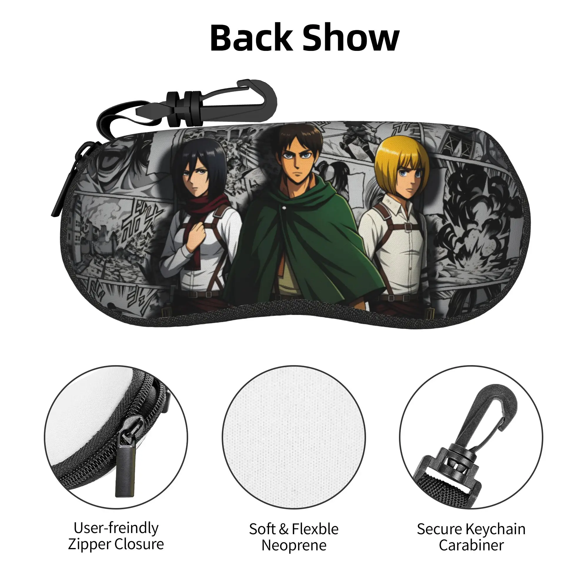 Фото Чехол для очков Attack on Titan Eren Yeager Jaeger Shell, милый чехол для очков для женщин и мужчин, чехол для очков Mikasa Ackerman, коробка для солнцезащитных очков, чехол-футляр №1