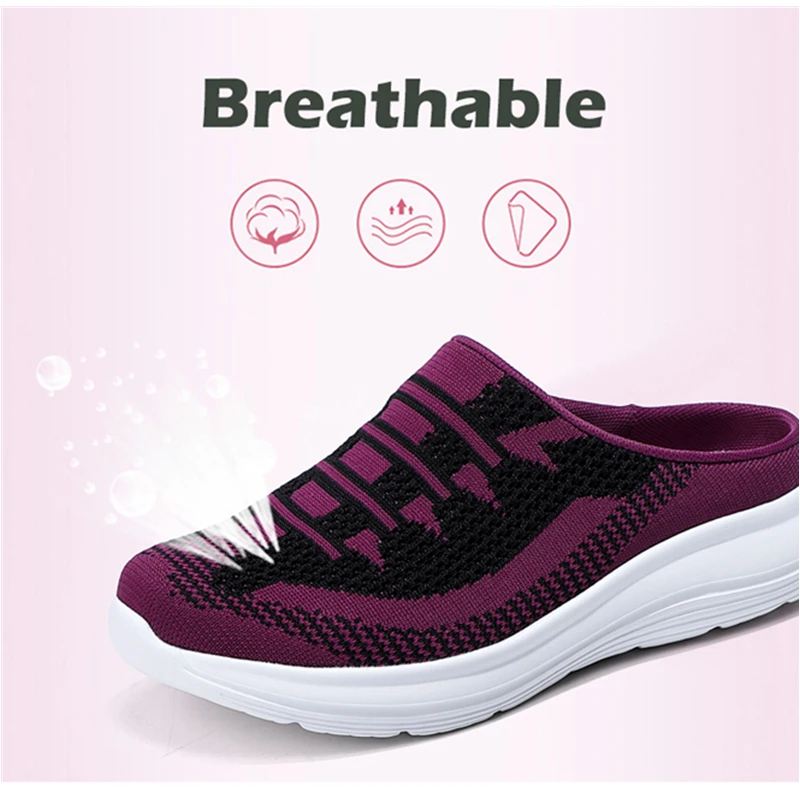 Women Winter Indoor House Slippers Female Mules Breathable Soft Home Half Shoes Fashion Female Casual Flats Shoes Mom