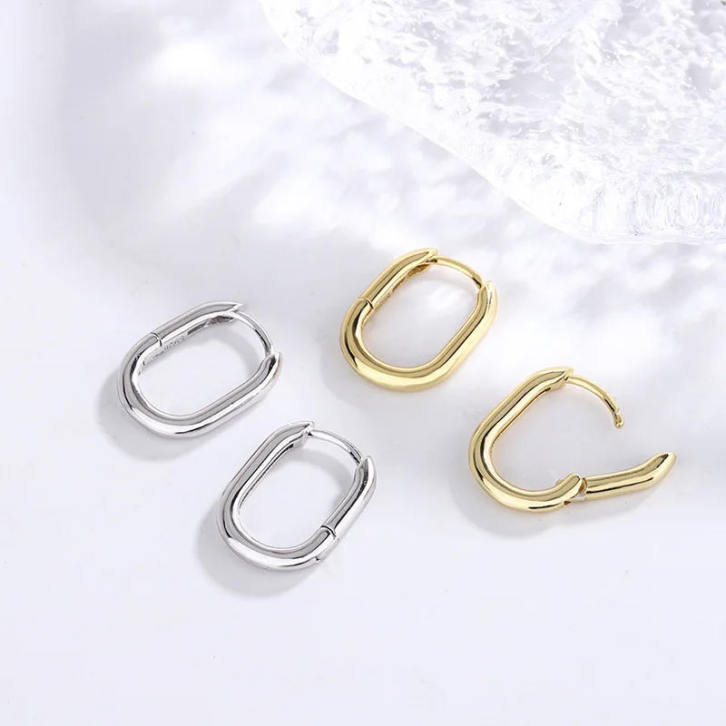 

Cute Simple Ellipse Glossy Hoop Earrings For Women Golden/White Tiny Earring Huggies Geometric Female Trendy Earring Accessories