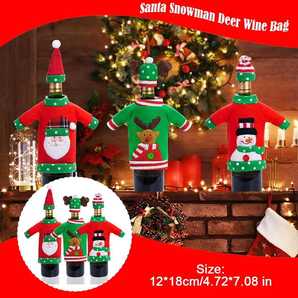 

Wine Bottle Cover Santa Claus Snowman Deer Christmas Hold Party Decoration Table Ornament Christmas Decoration Home Bags Gi Y7R8