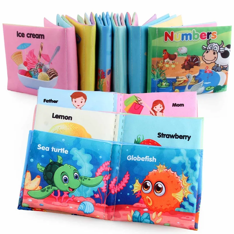 

Baby Cloth Book Baby Puzzle Cloth Book Infant Baby Quiet Books Educational Stroller Rattle Toys Parent-child Interactive Sound