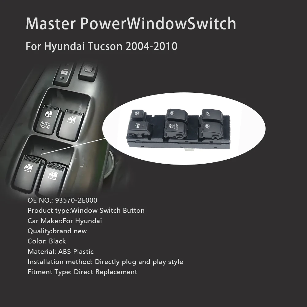 Фото 93570-2E000 Кнопка управления электрическим стеклоподъемником для Hyundai Tucson 2004 2005 2006-2010 №3
