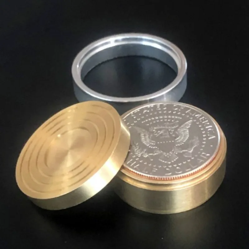 Duvivier Coin Box (Half Dollar) -Three In One Box Magic Tricks Magician Appear Vanish Coin Magia Close Up Illusion Props Gimmick