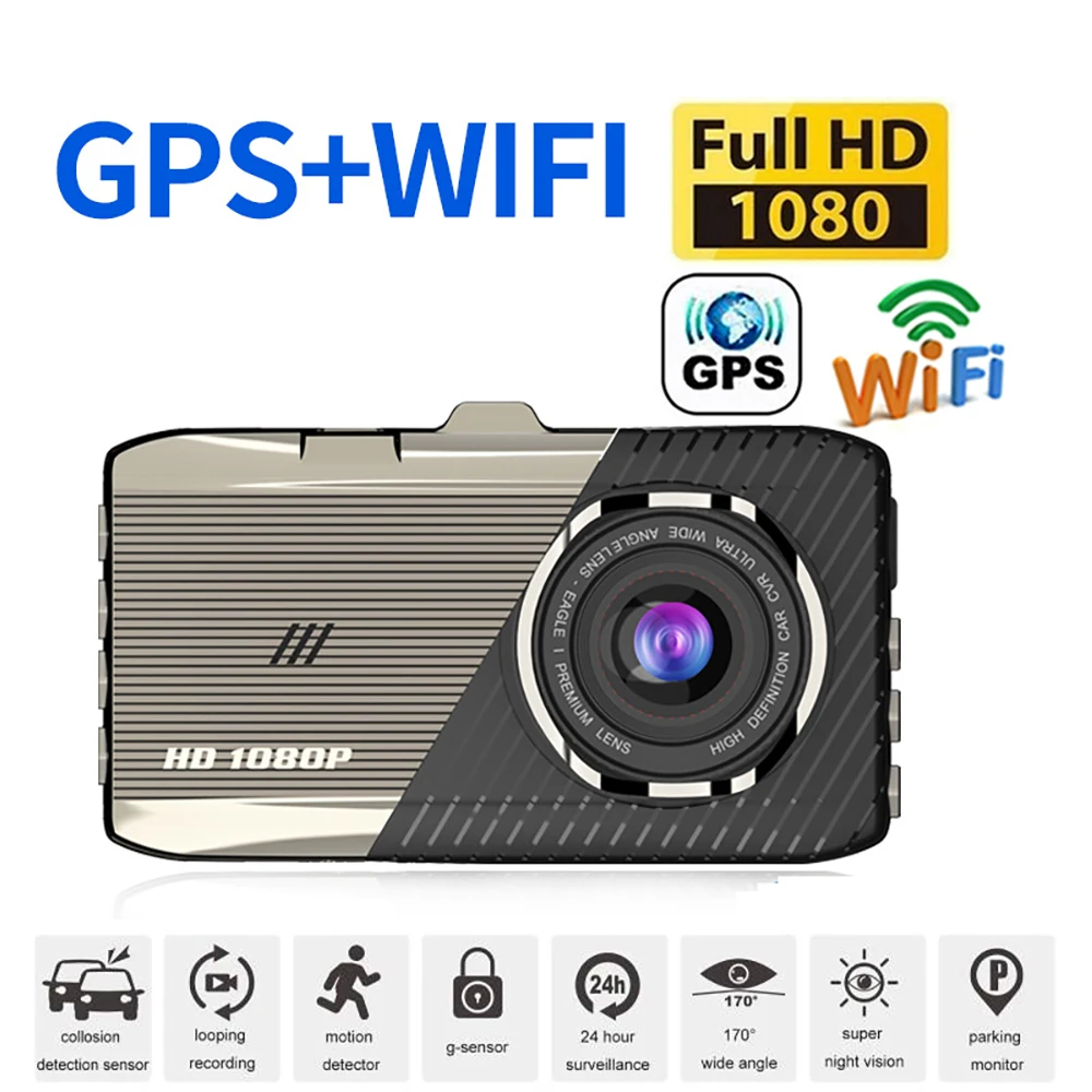 

Видеорегистратор автомобильный, Wi-Fi, Full HD 1080P, камера заднего вида