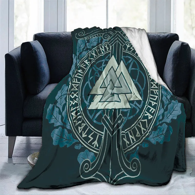 

The Vikings Ancient Norse Runes Axes 3D Soft Throw Blanket Lightweight Flannel Blanket Scandinavian