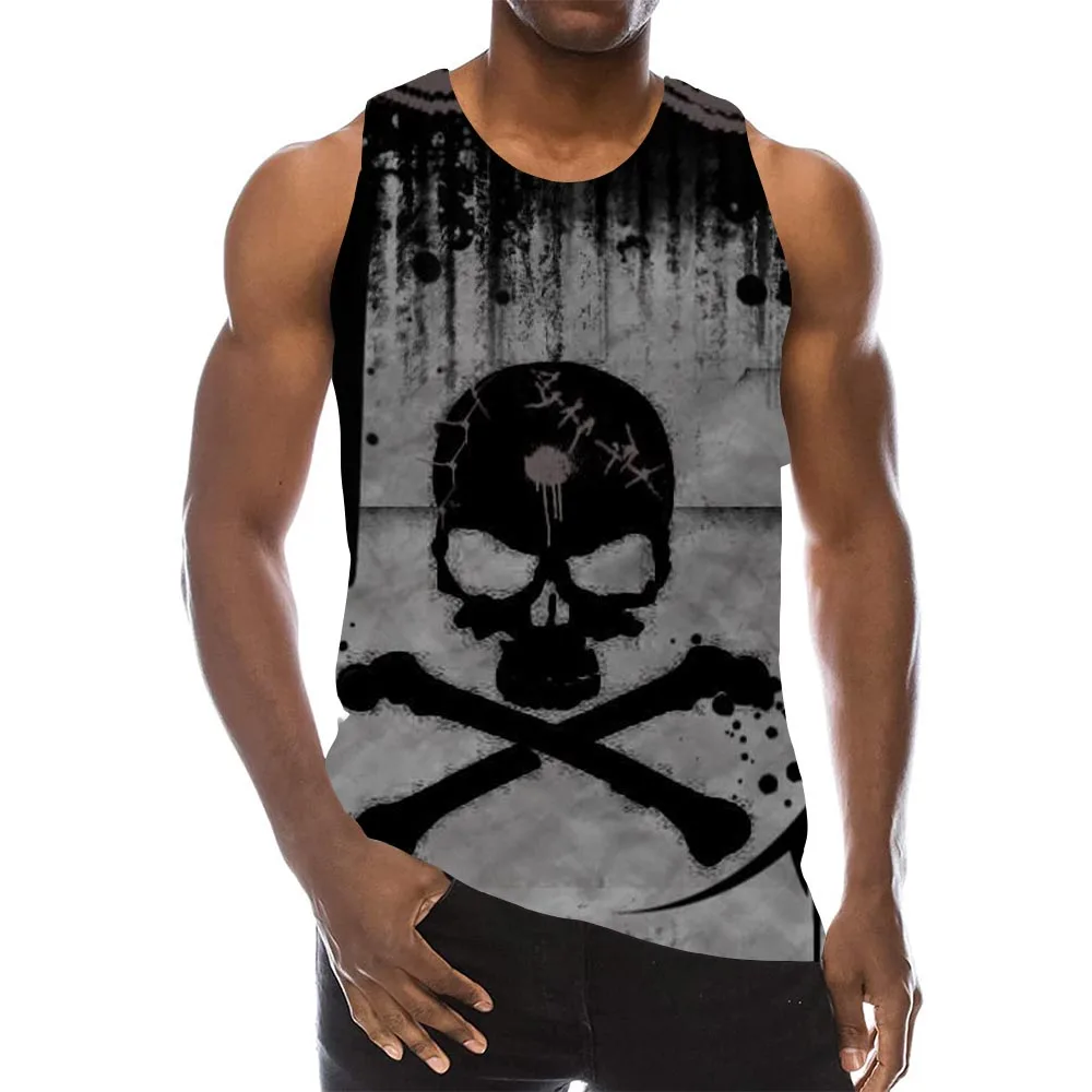 

Men's Skeleton Graphic Tanks 3D Top Holiday Tees Horror Sleeveless Womens Boys Streetwear 2021new Skull LA Hip Hop Tank Tops