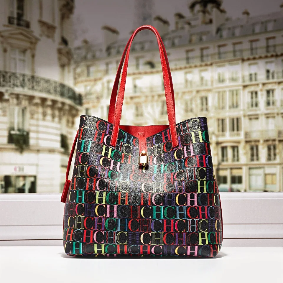 

Colorful 2022 CH CHHC New Women's Large Capacity Handbag With One Shoulder Metal Latch Decoration, Simple Style And Atmosphere