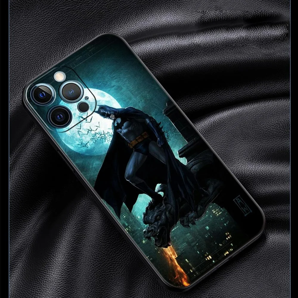 Чехол с рисунком из мультфильма Бэтмен черная и мягкая для iPhone 11 13 12 Pro Max 7 8 XR Mini X SE